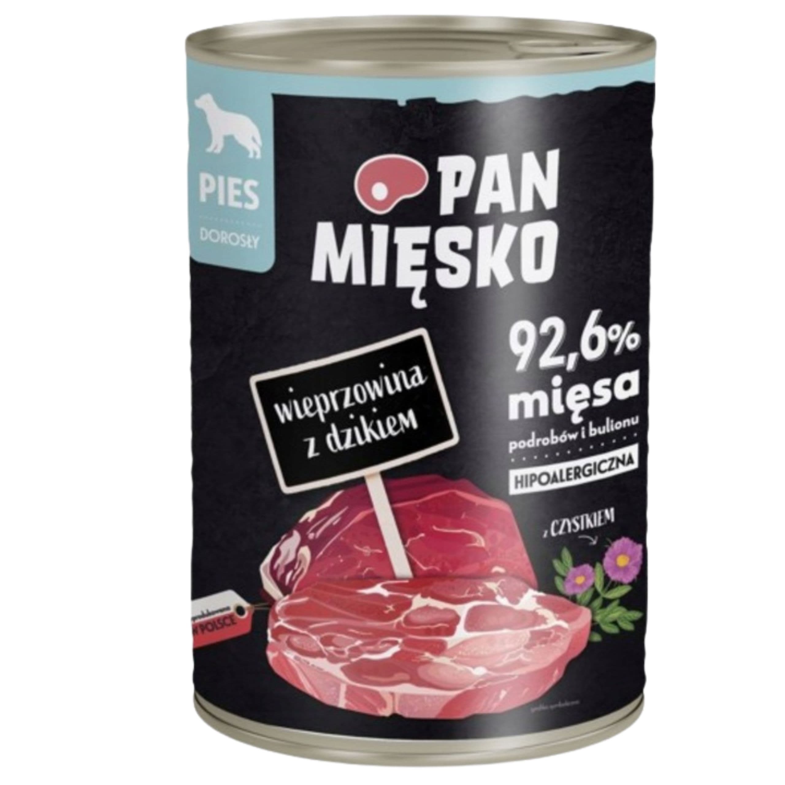 Mokra karma dla psa Wieprzowina z dzikiem Pan Mięsko hipoalergiczna 400g