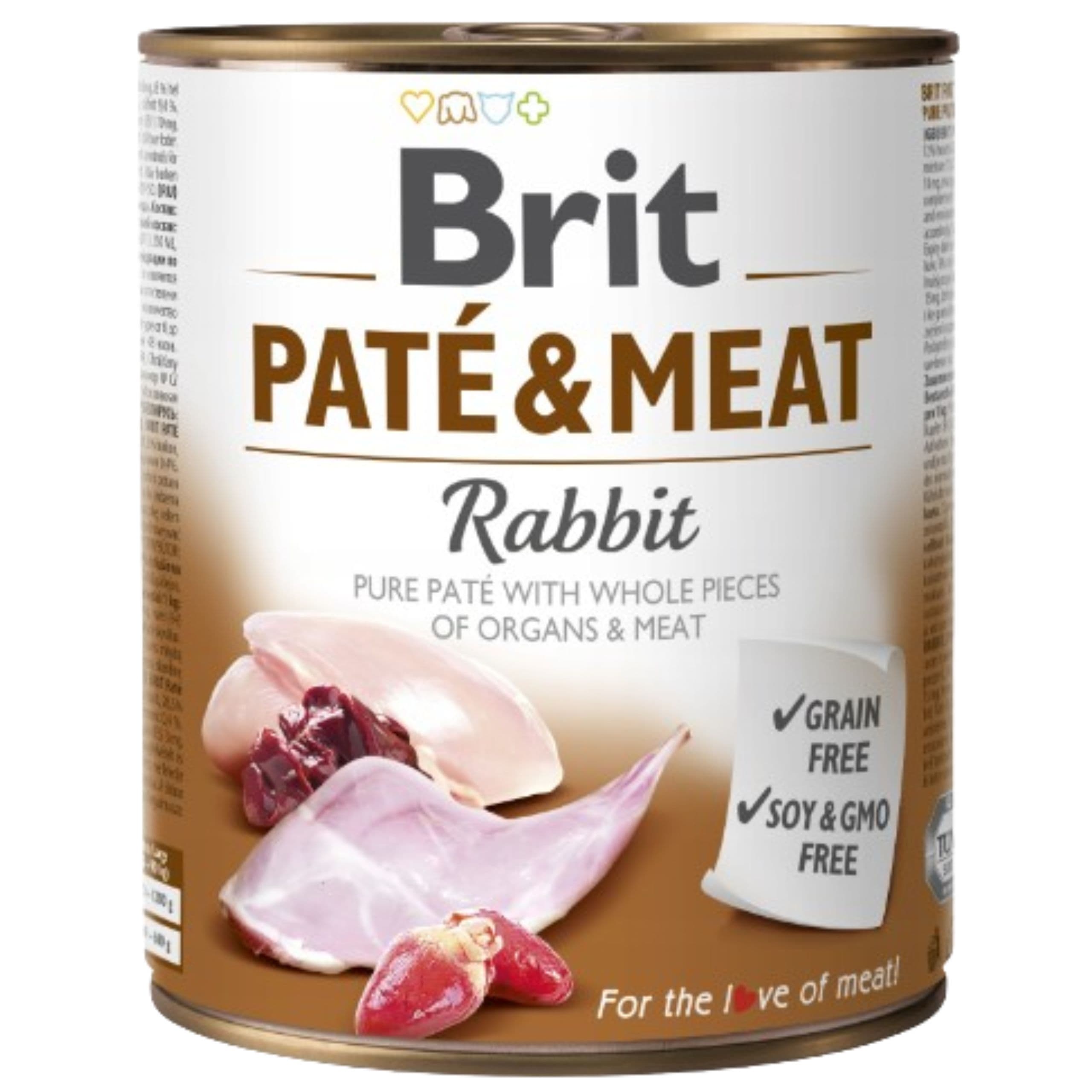 MOKRA KLARMA DLA PSA Z KRÓLIKIEM BRIT PATE&MEAT RABBIT 800G BEZZBOŻOWA