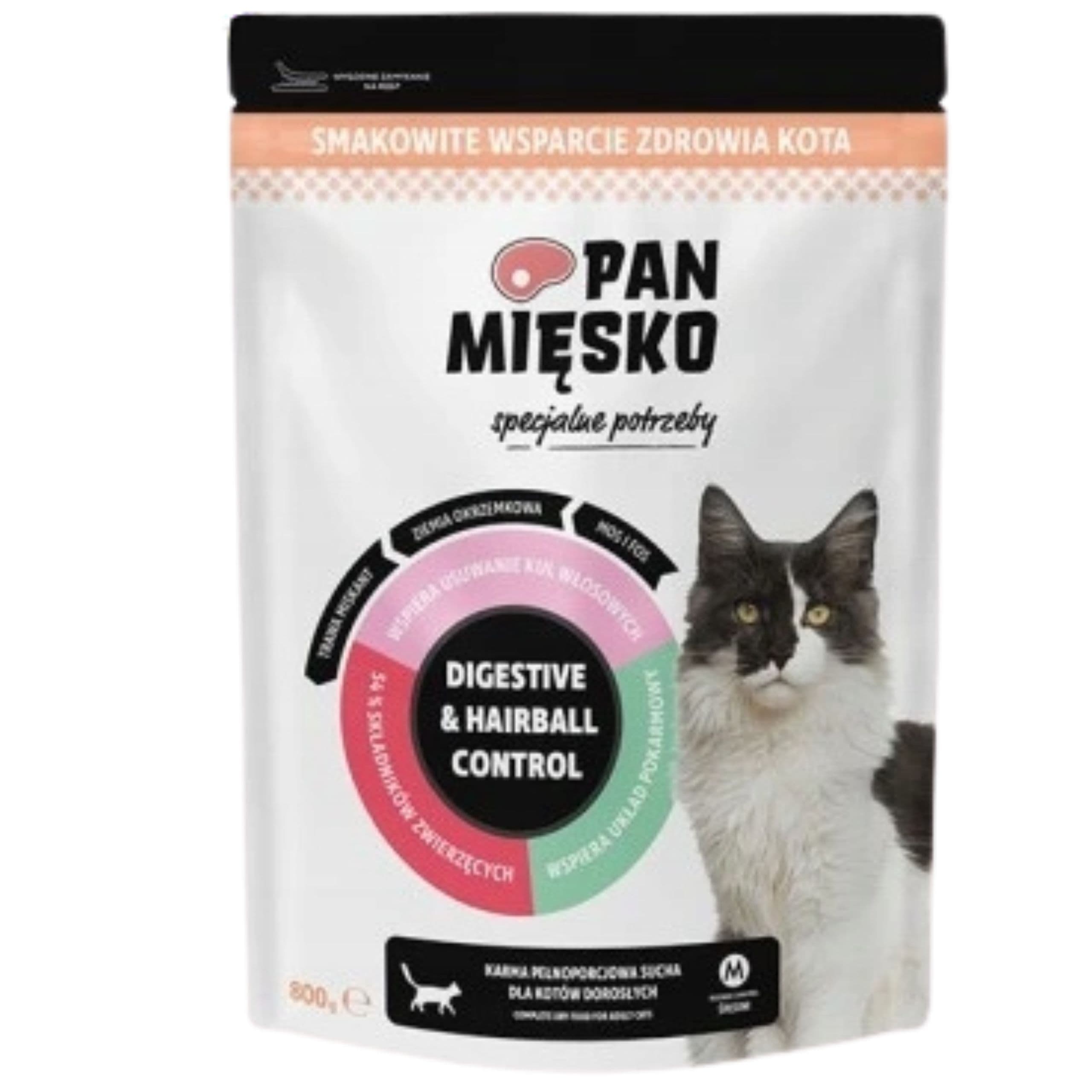 SUCHA KARMA DLA KOTA Pan Mięsko DIGESTIVE & Hairball Control 800 g SPECJAL