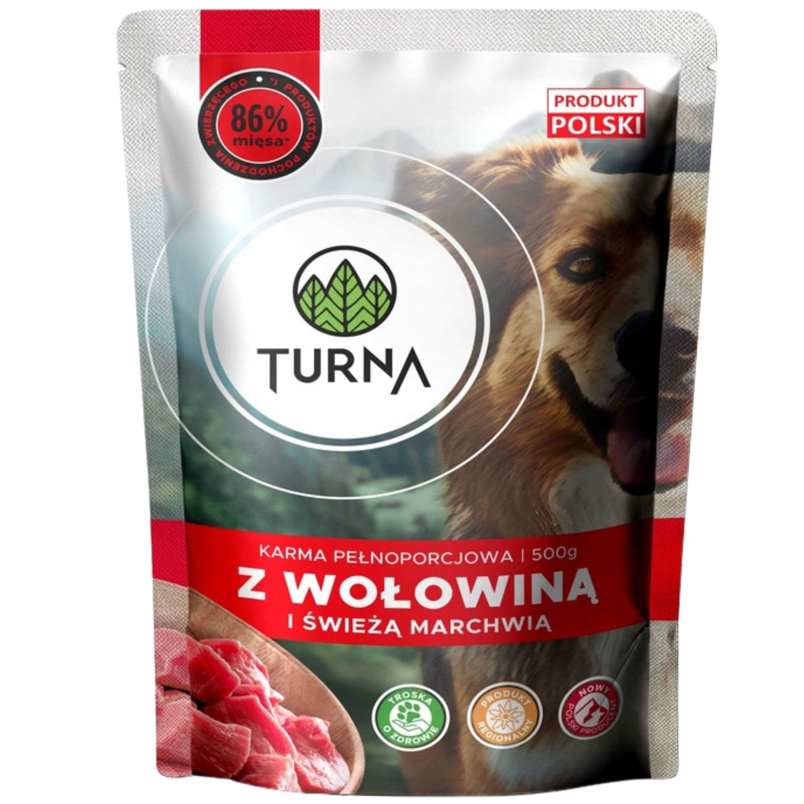 Mokra karma dla psa wołowina TURNA 500g zdrowe serce psów naturalny skład