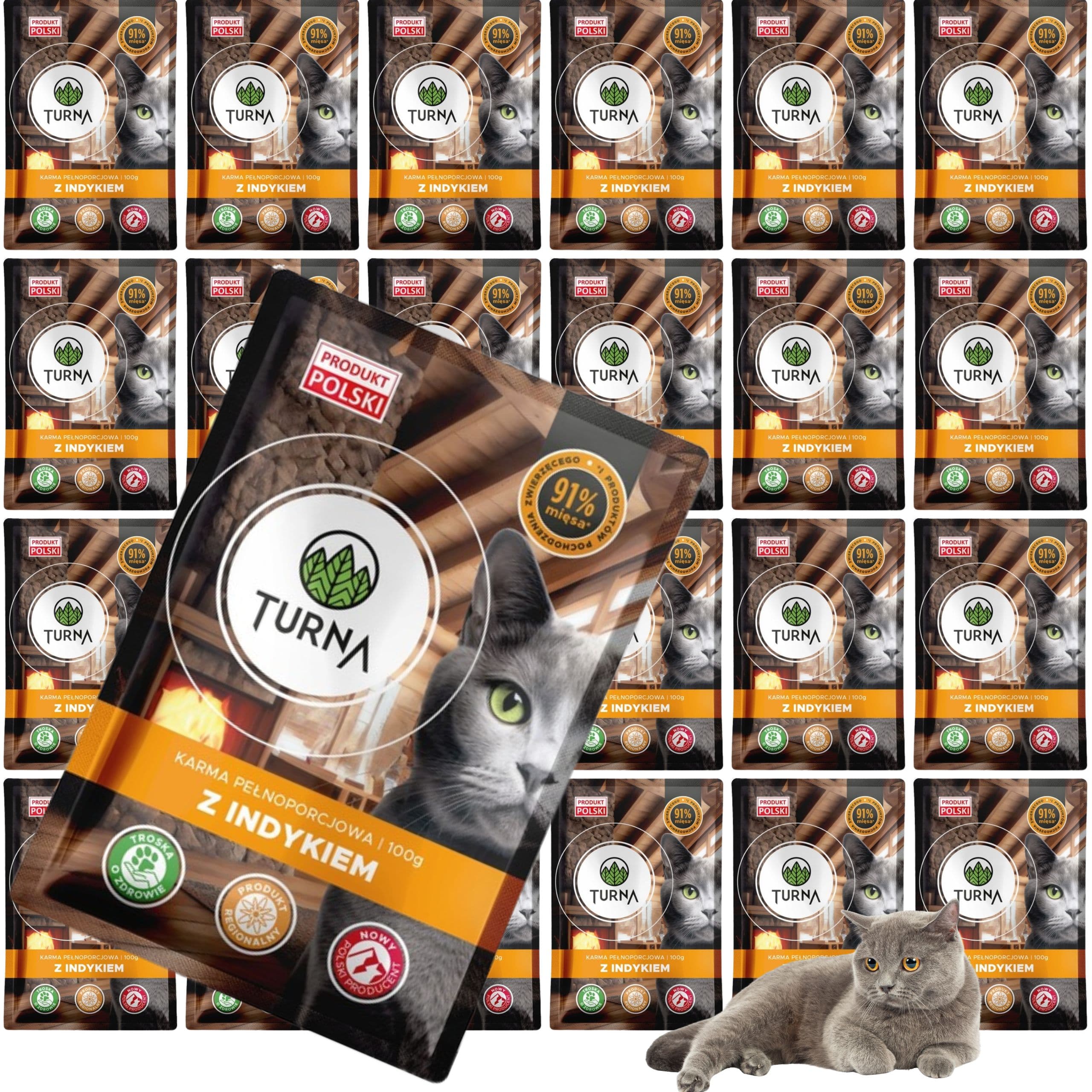 Karma mokra dla kota z indykiem TURNA Cats 100g saszetka bez zbóż naturalna