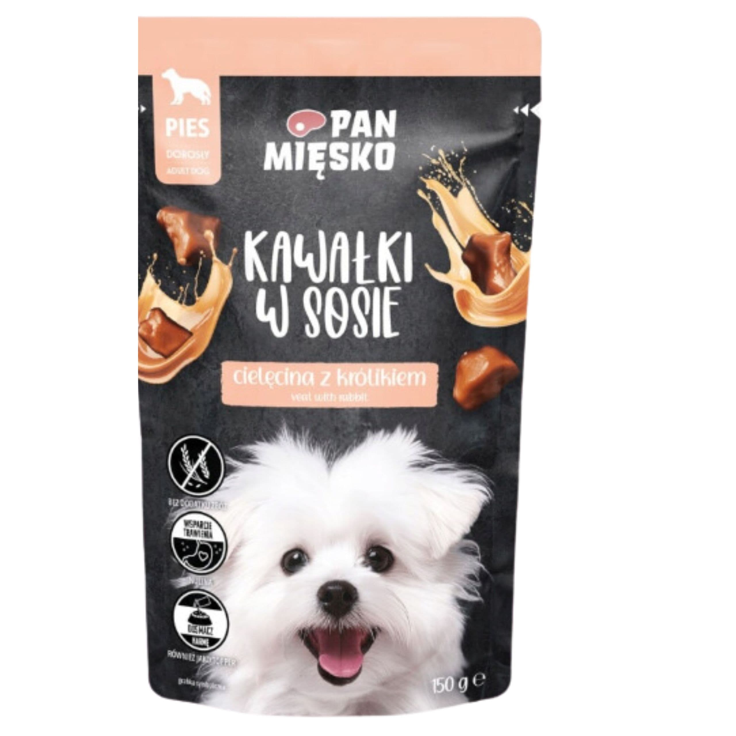 Mokra karma dla psa Kawałki mięsa Cielęcina królik Pan Mięsko 150g bez zbóż