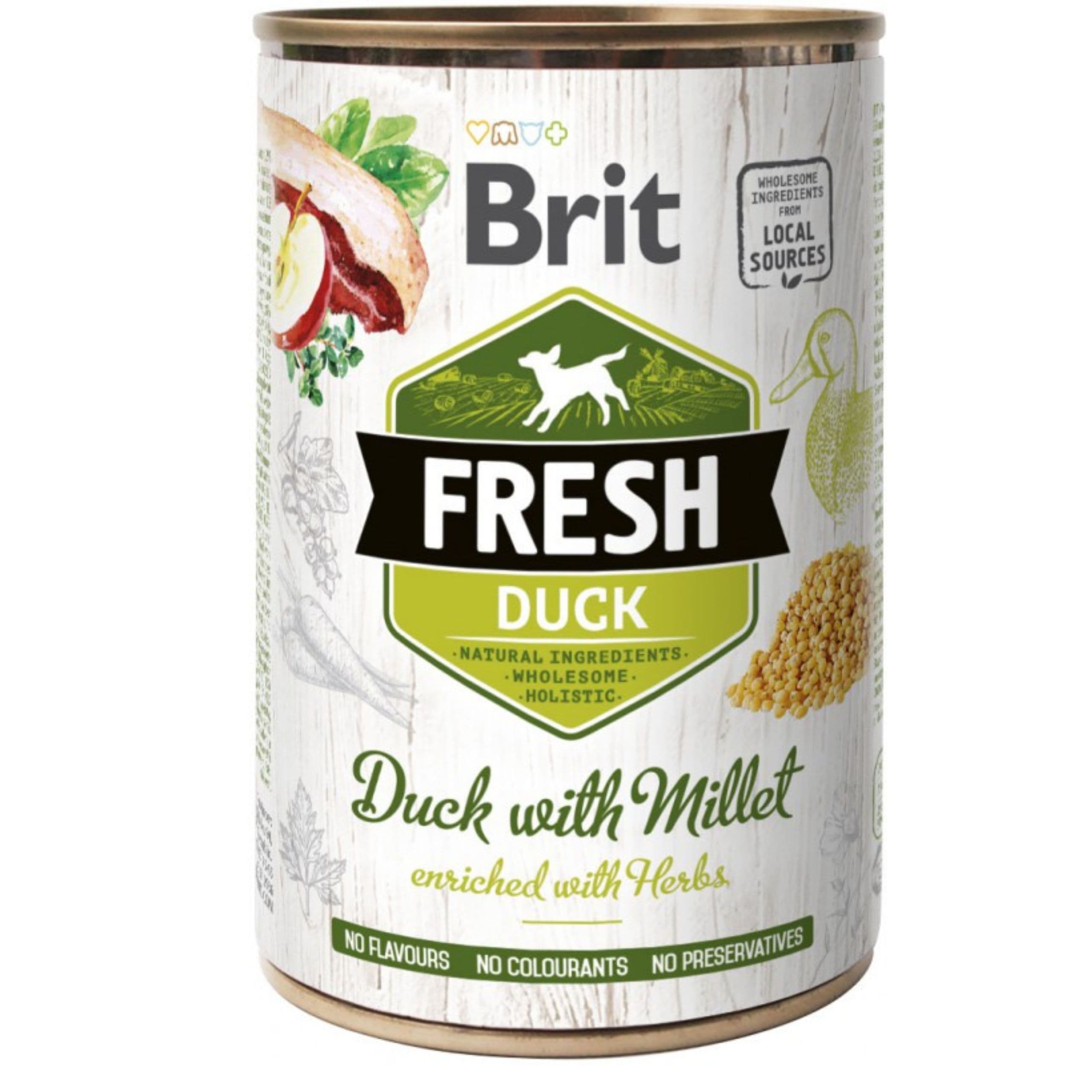 MOKRA KARMA DLA PSA BRIT FRESH 400G DUCK & MILLET KACZKA PROSO BEZ GLUTENU