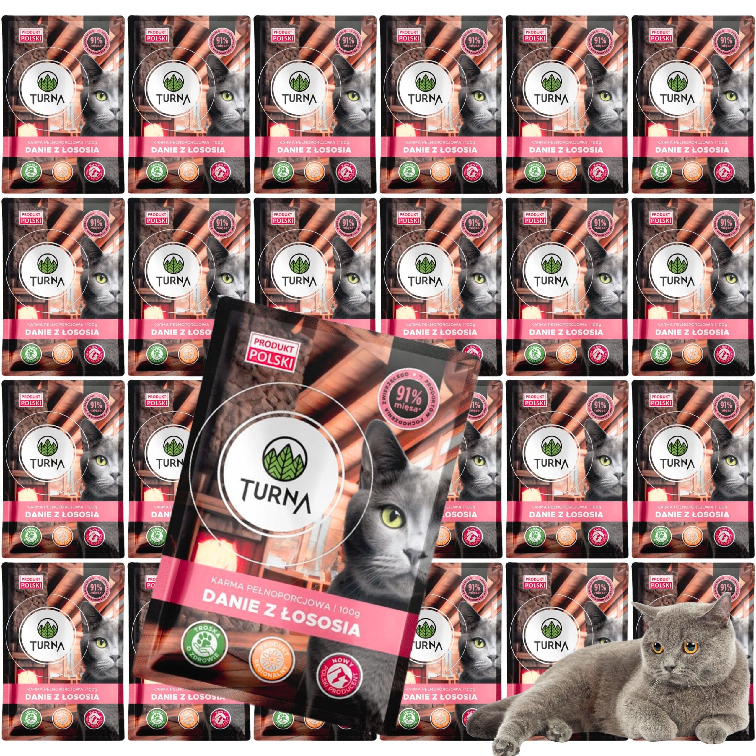 Karma mokra dla kota z łososiem TURNA Cats 100g saszetka bez zbóż naturalna