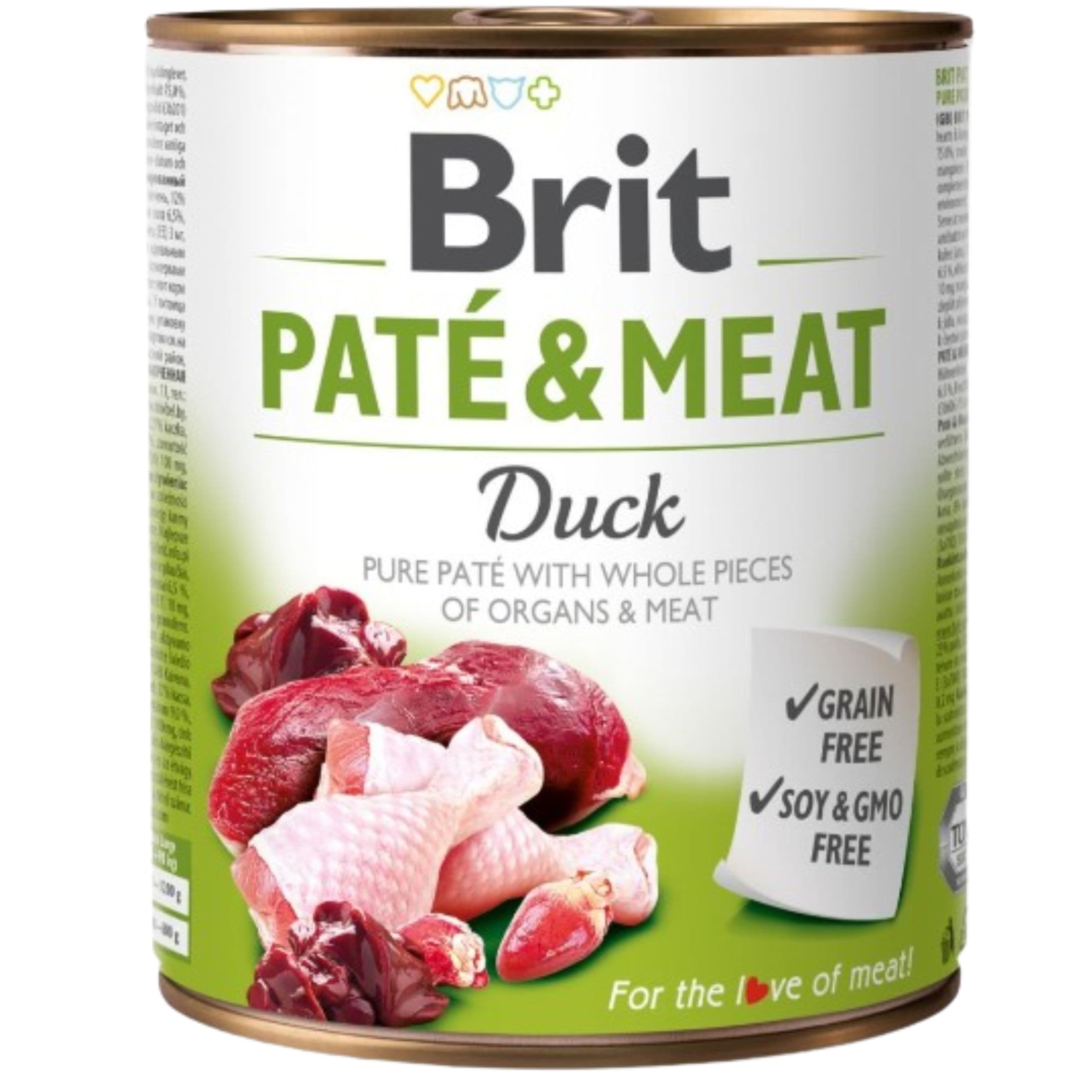 MOKRA KARMA DLA PSA Z KACZKĄ BRIT PATE&MEAT DUCK 800 G BEZZBOŻOWA PUSZKA