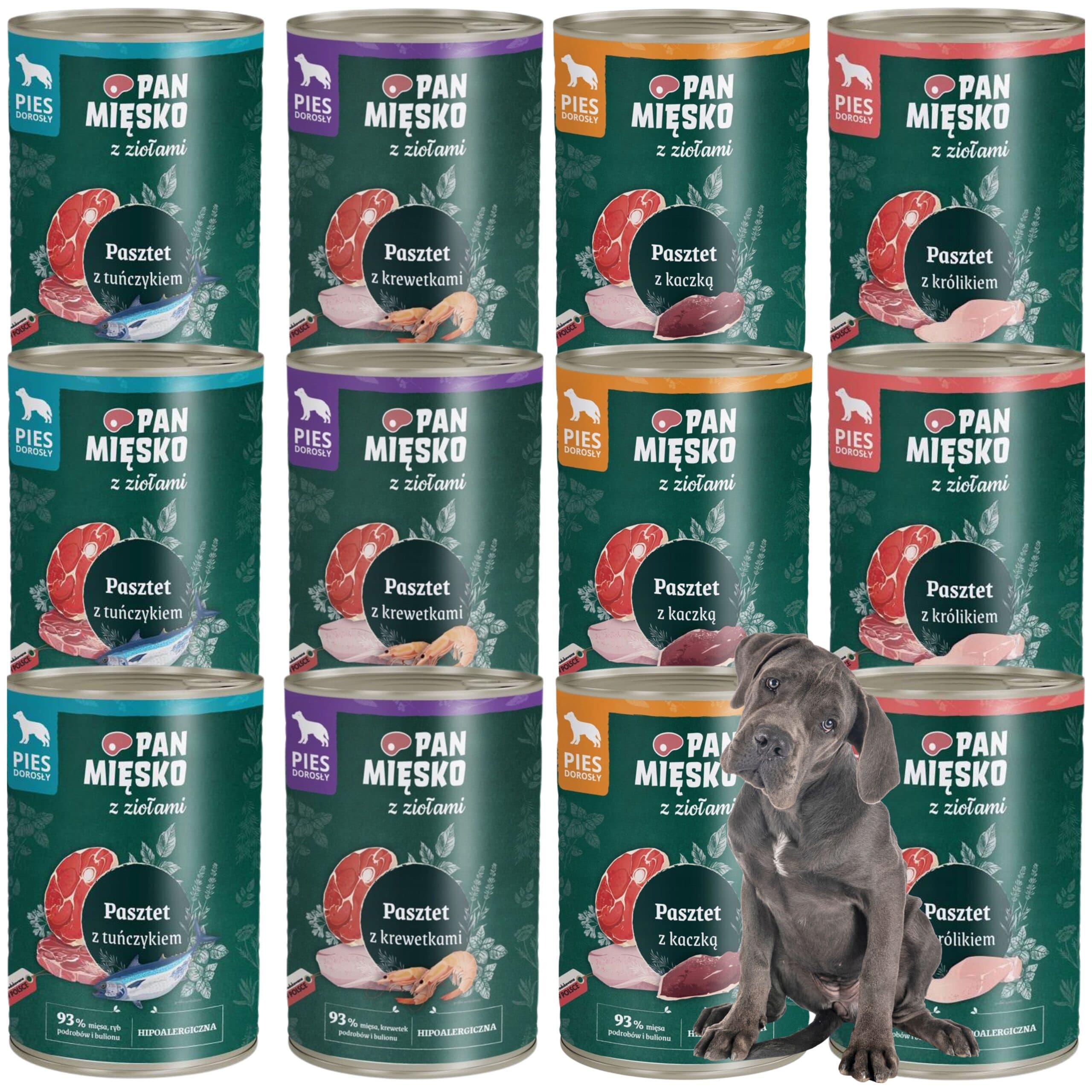 Mokra karma dla psa Pasztet królik i mix smaków Pan Mięsko na alergię 400g