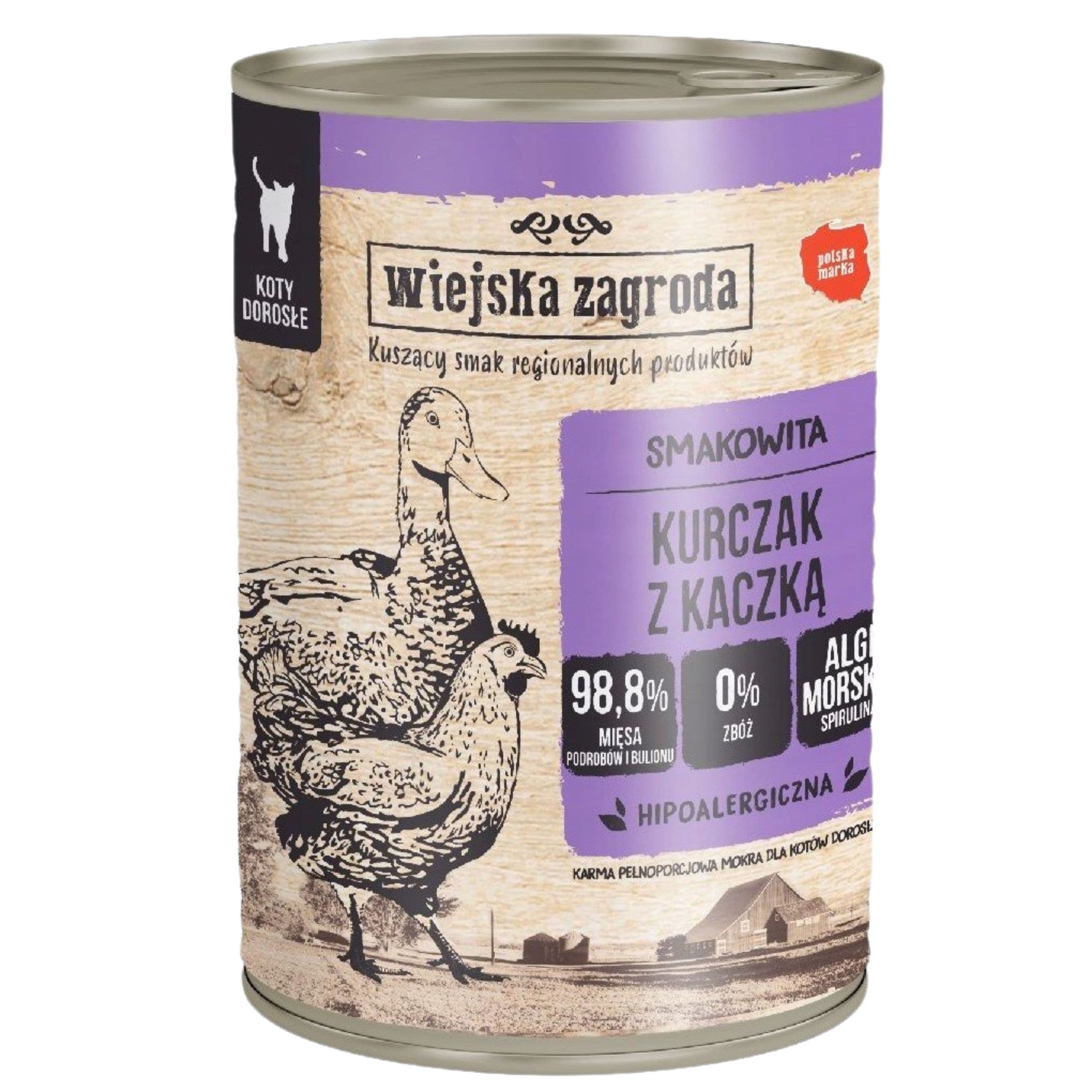 Karma mokra dla kota Kurczak kaczka 400g Wiejska Zagroda bez zbóż i glutenu