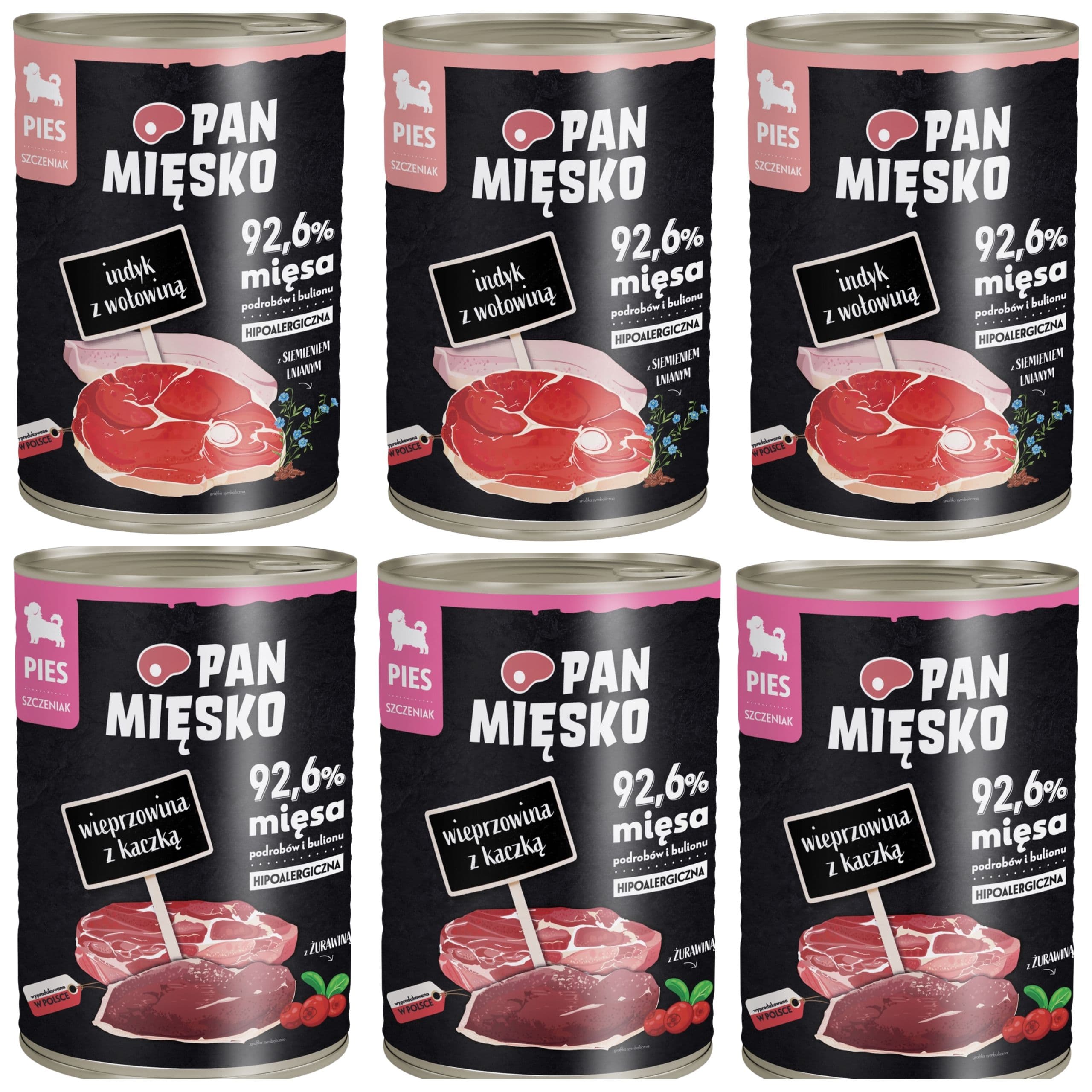 Mokra Karma dla psa Indyk i mix smaków Pan Mięsko hipoalergiczna szczeniak