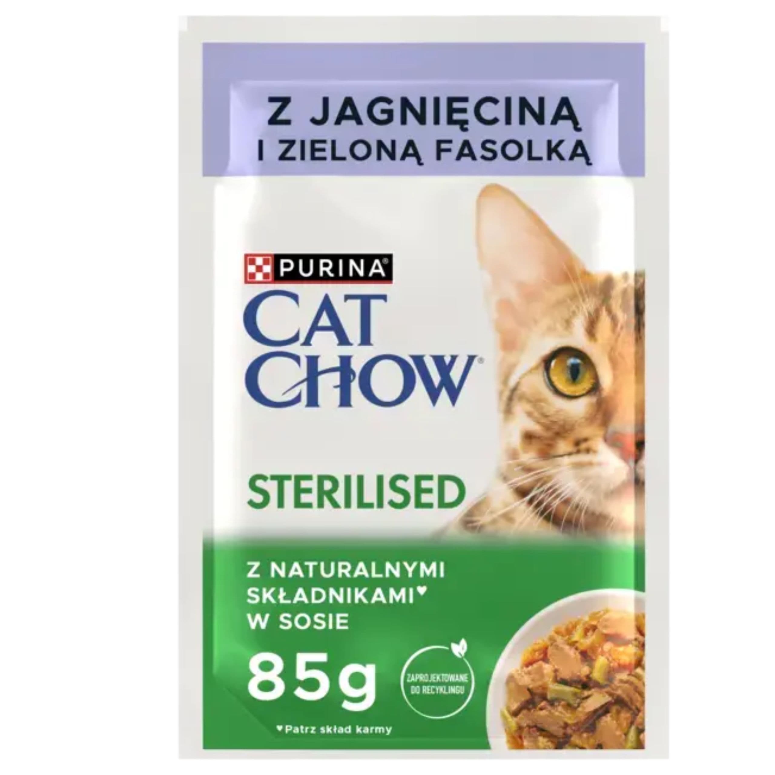 KARMA MOKRA DLA KOTÓW STERYLIZOWANYCH CAT CHOW JAGNIĘCINA Z FASOLĄ 85 g