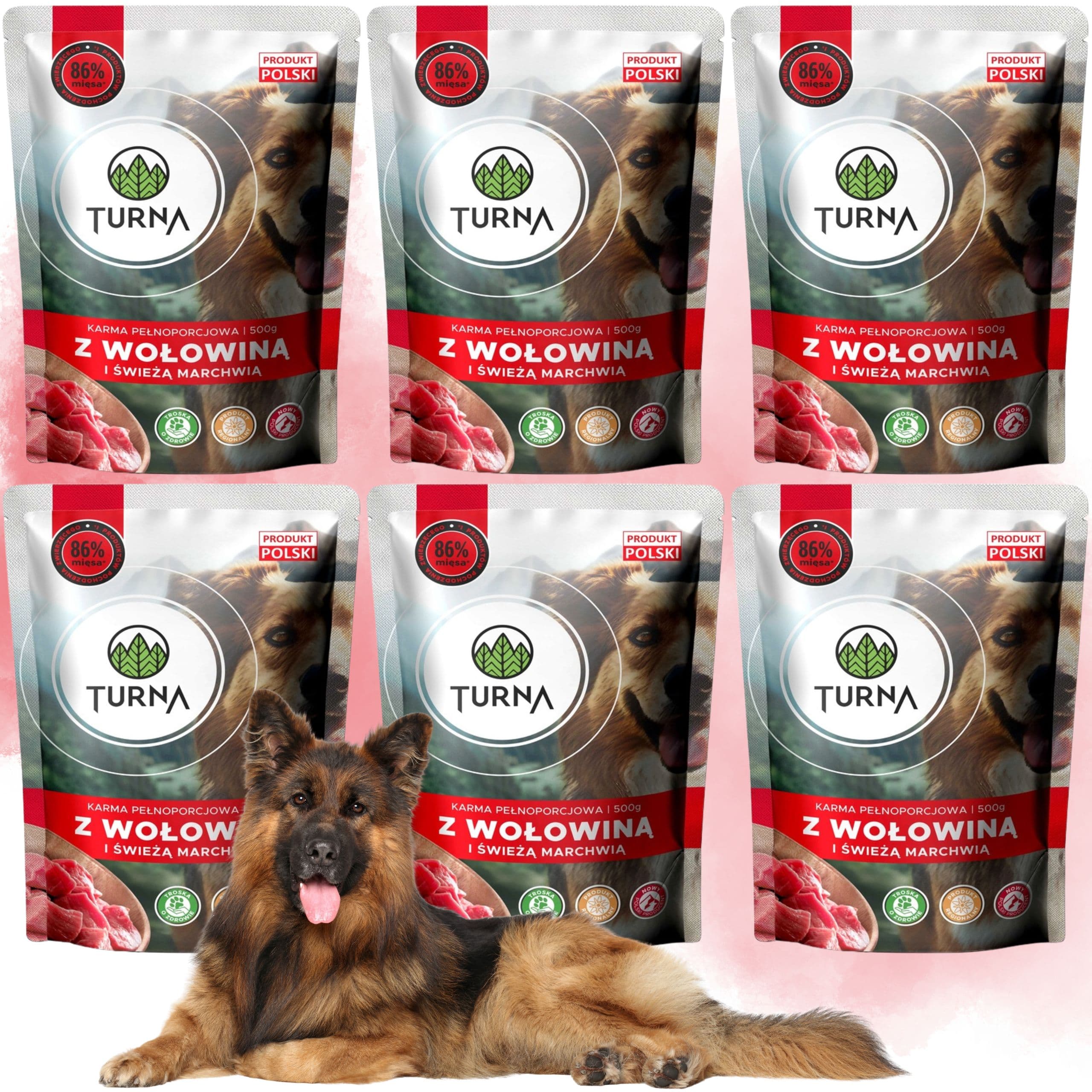 Mokra karma dla psa wołowina TURNA 500g zdrowe serce psów naturalny skład