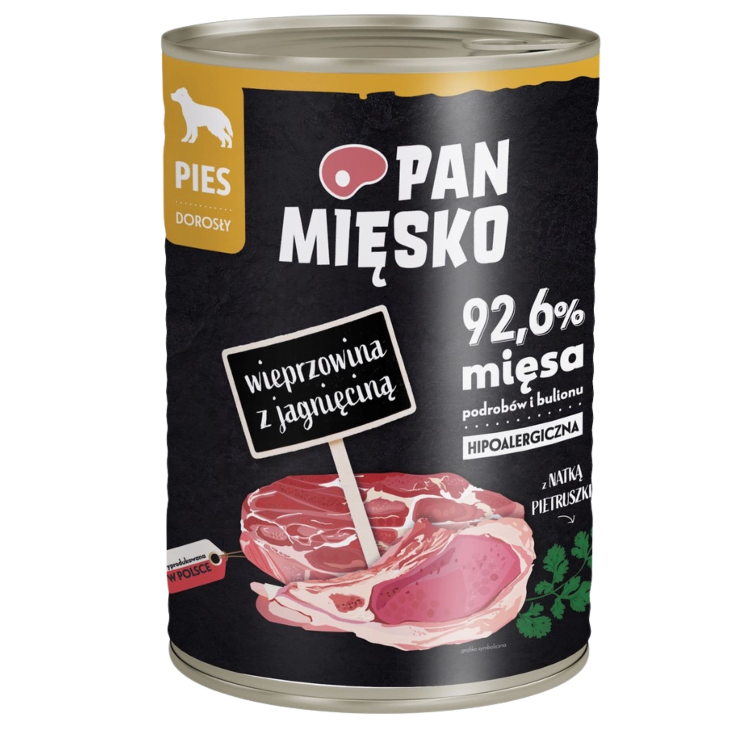 Mokra karma dla psa Wieprzowina z jagnięciną Pan Mięsko hipoalergiczna 400g
