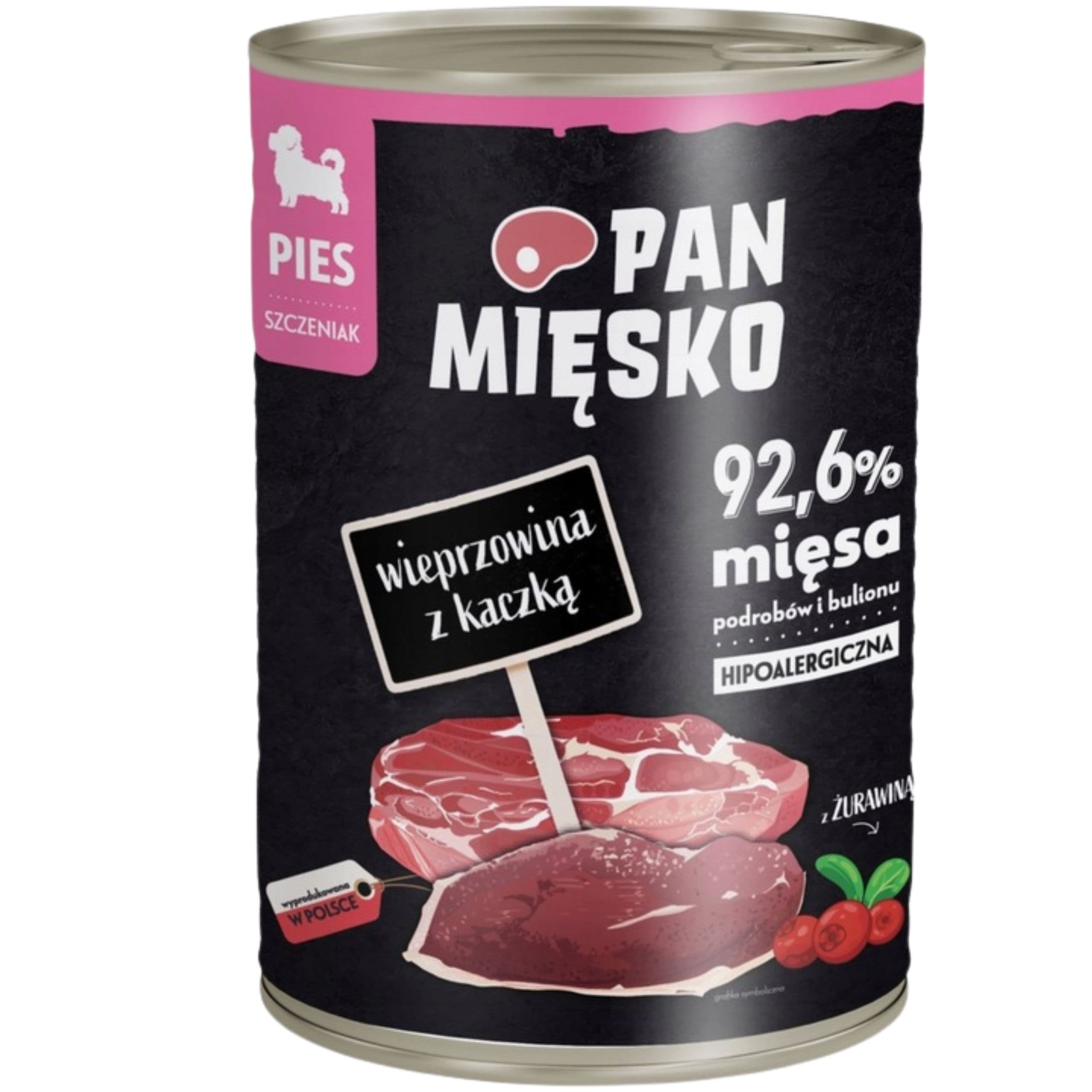 Pan Miesko Karma mokra dla psa Wieprzowina z kaczka ( szczenieak ) 400 g
