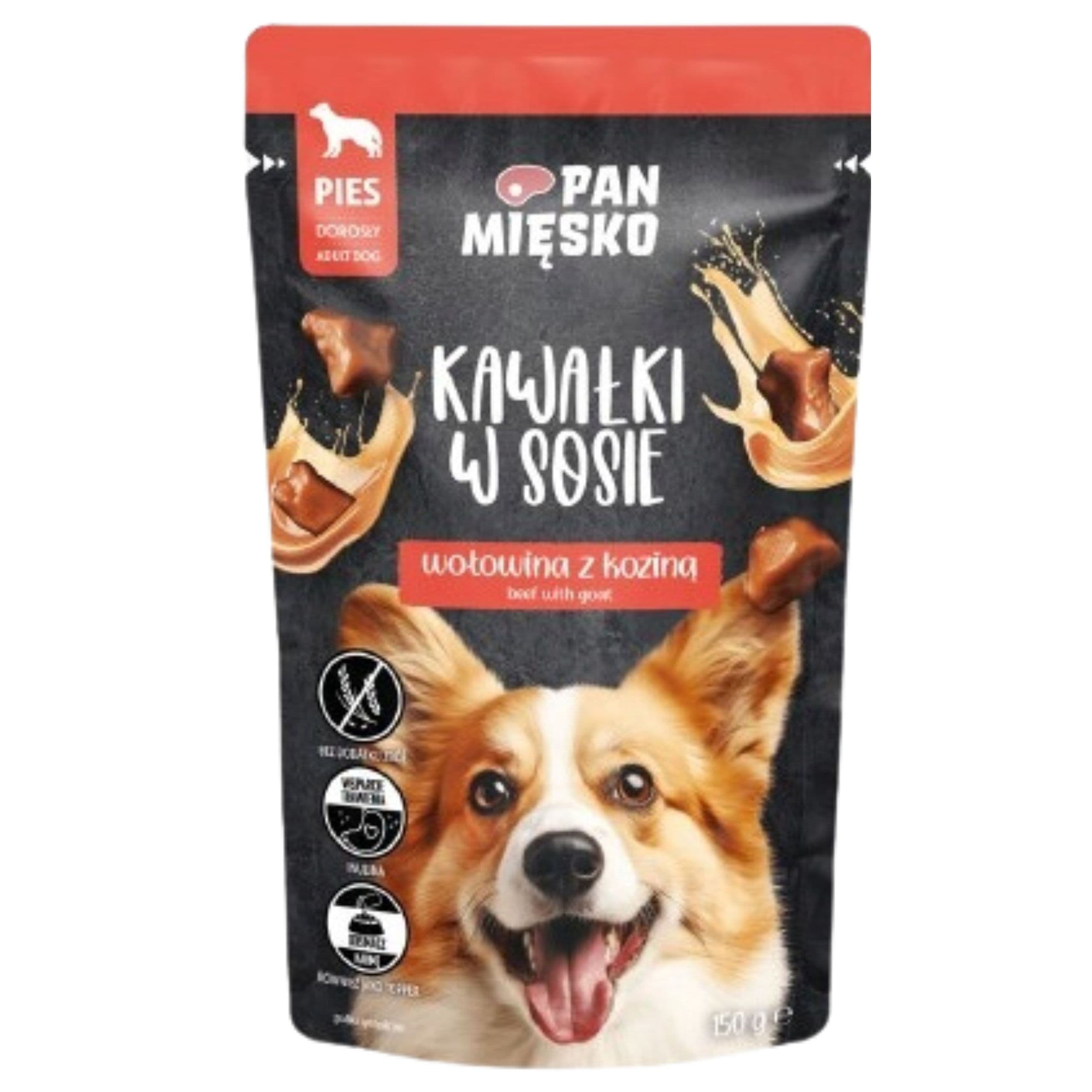 Mokra karma dla psa Kawałki mięsa Wołowina kozina Pan Mięsko 150g bez zbóż