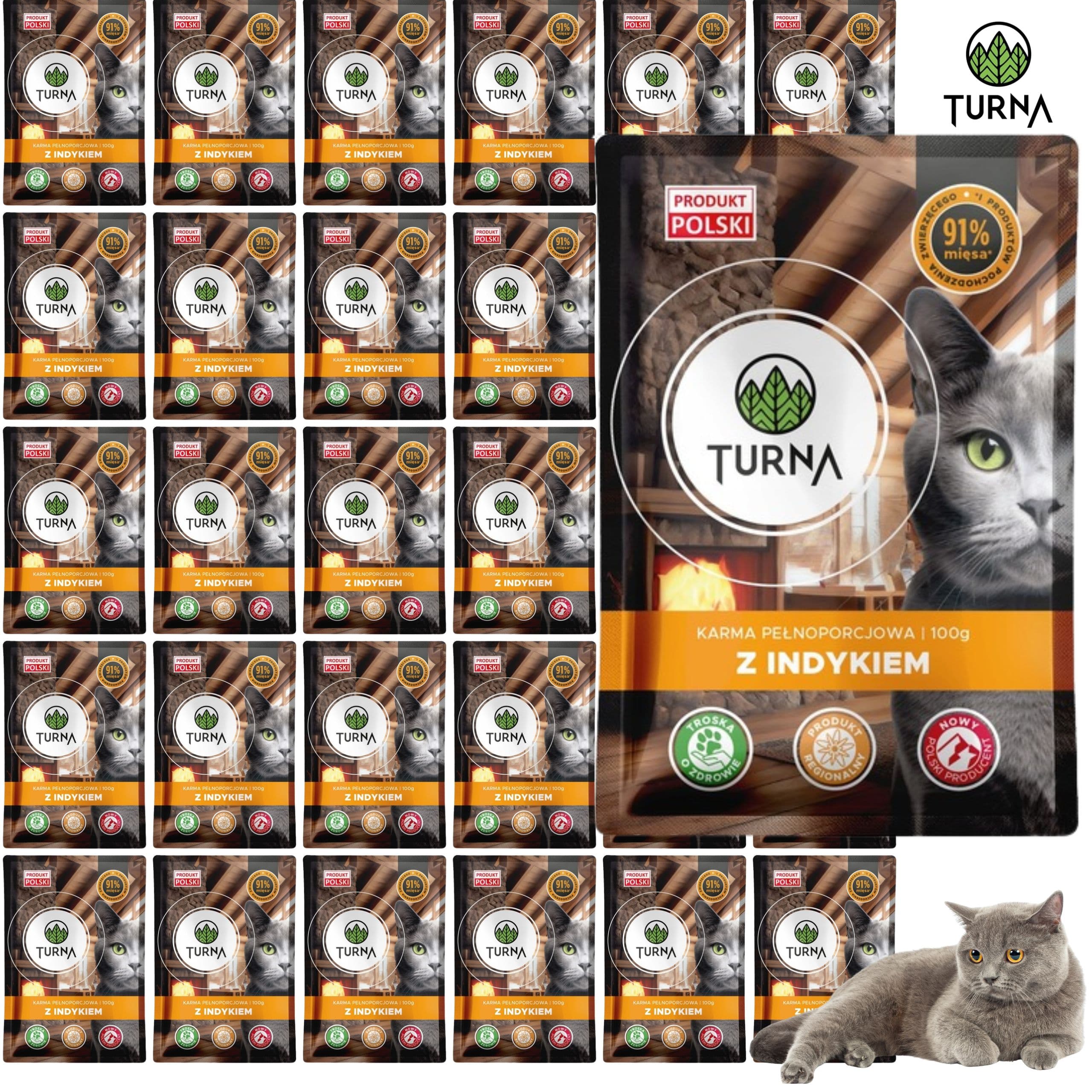 Karma mokra dla kota z indykiem TURNA Cats 100g saszetka bez zbóż naturalna
