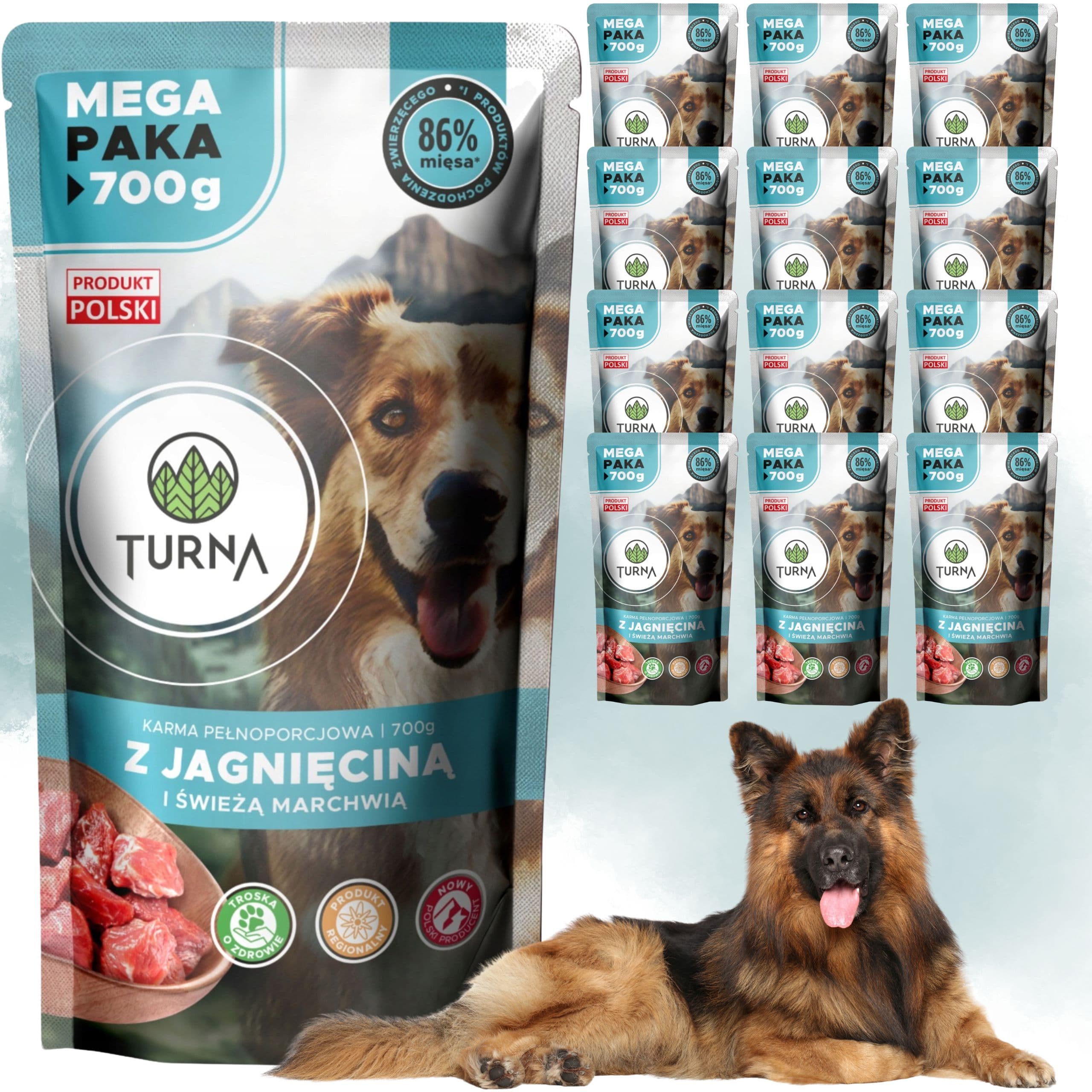 Mokra karma dla psa jagnięcina TURNA 700g alergia psów naturalny skład karm