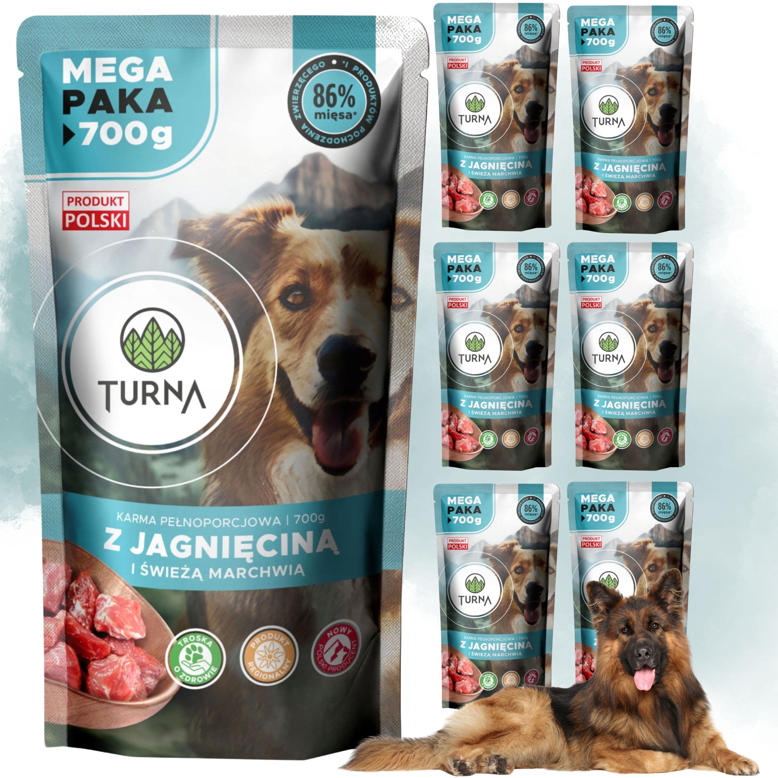 Mokra karma dla psa jagnięcina TURNA 700g alergia psów naturalny skład karm
