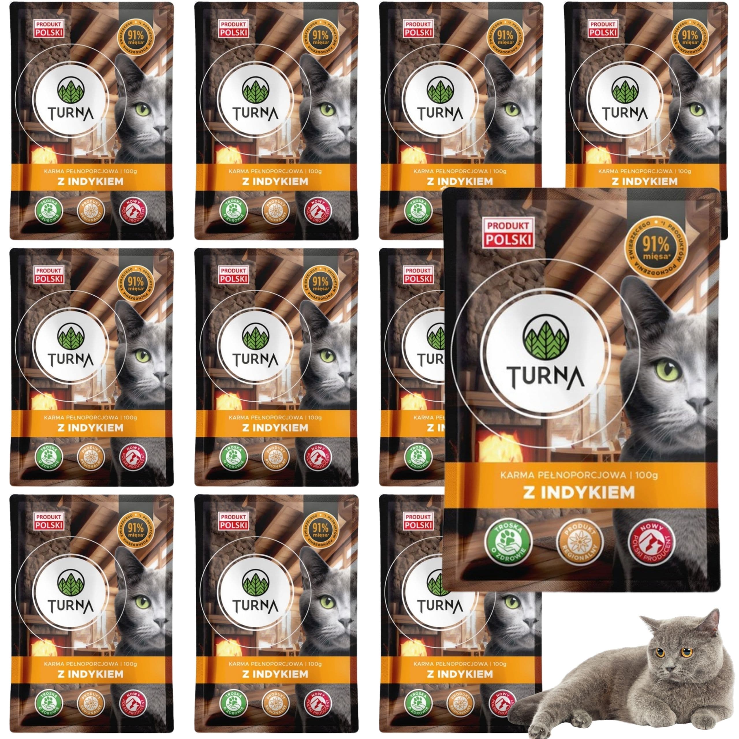 Karma mokra dla kota z indykiem TURNA Cats 100g saszetka bez zbóż naturalna